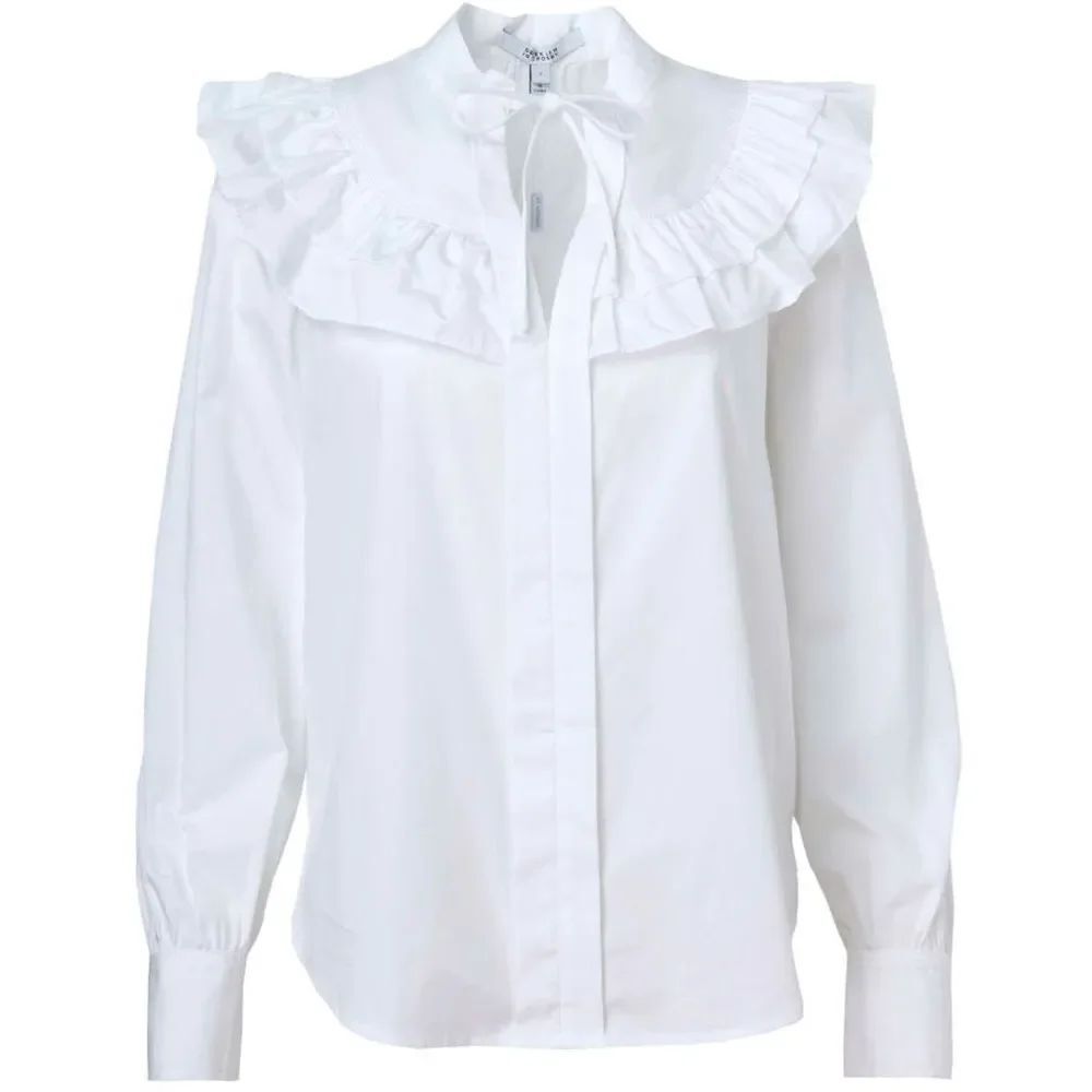 NWT Derek Lam Renee Long Sleeve Ruffle Button Down White Blouse - Picture 3 of 14